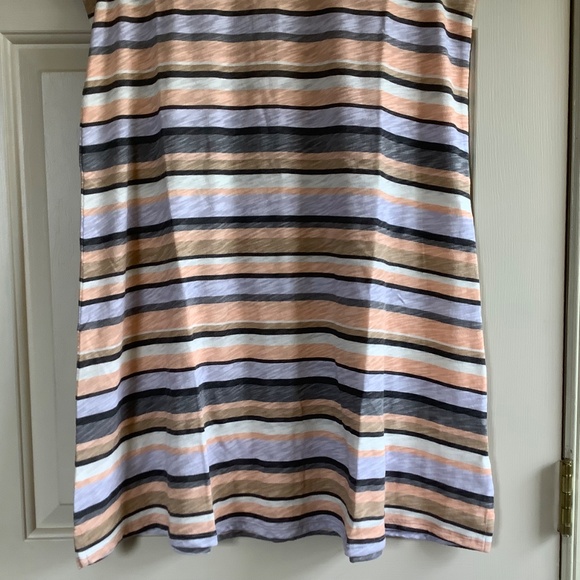ATM Stripe Slub Jersey Tank Dress Grey Neutral Multi SZ L - Picture 3 of 16
